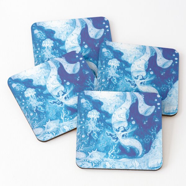 Item preview, Blue Mermaid Ocean Art Deep Sea Siren designed and sold by AmyChaseArt.
