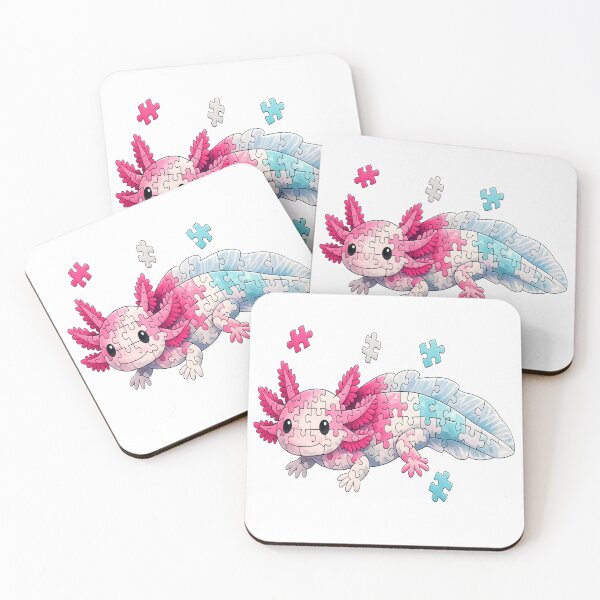 Item preview, Cute Axolotl Puzzle Illustration – Kawaii Axolotl Jigsaw Art designed and sold by RetroPop23.