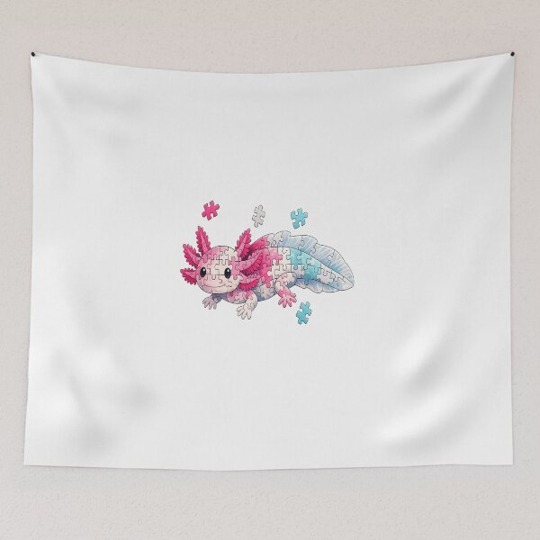 Item preview, Cute Axolotl Puzzle Illustration – Kawaii Axolotl Jigsaw Art designed and sold by RetroPop23.
