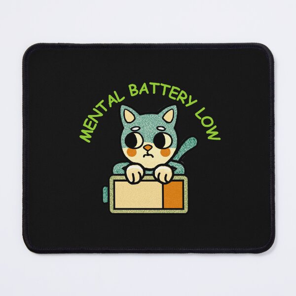 Item preview, Mental Battery Low Cat Design for Burnout Humor, Stress Relief, and Low Energy Days designed and sold by AdicretorDesign.