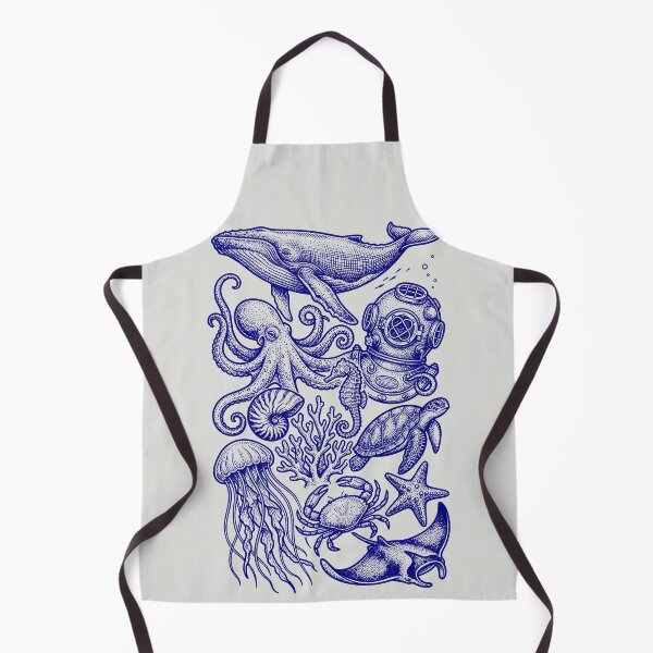 Item preview, Navy Blue Ocean Life - Vintage Blueprint Style designed and sold by DigitalGlade.