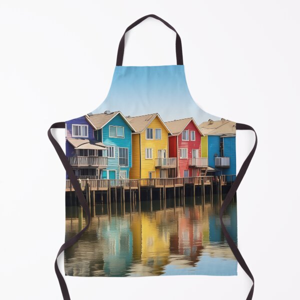 Aperçu de l'œuvre Maisons Rainbow Waterfront avec jetée en bois créée et vendue par anytka.
