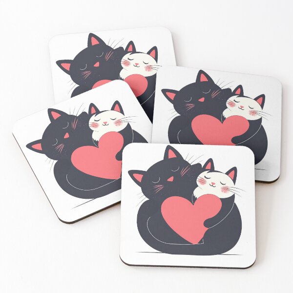 Item preview, Two cats express love with heart designed and sold by anytka.