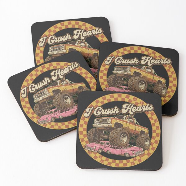 Item preview, I Crush Hearts Retro Monster Truck Valentine Distressed 70s designed and sold by Thaivi Design.