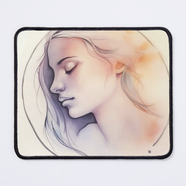 Item preview, Elegant side profile of a woman with long hair in a soft pastel drawing featuring subtle colors and gentle outlines designed and sold by anytka.