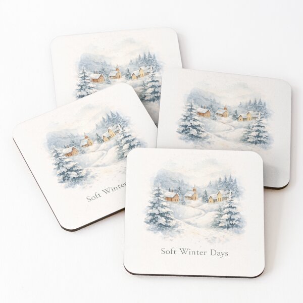 Item preview, Soft Winter Days – Cozy Snow Village Watercolor Illustration designed and sold by SidTastic .