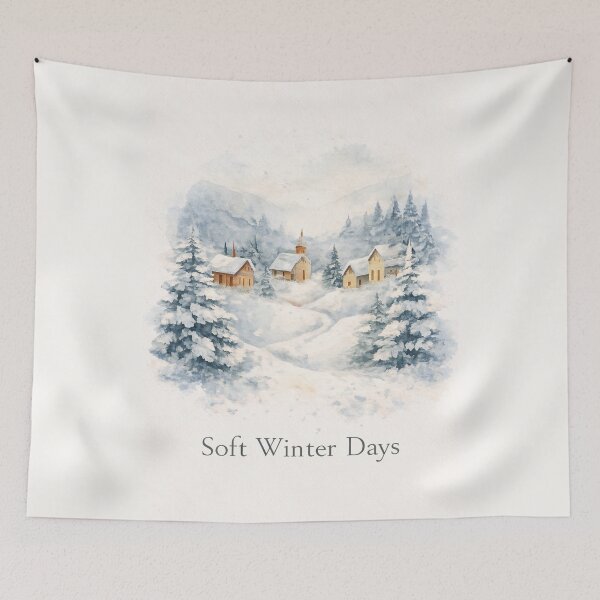 Item preview, Soft Winter Days – Cozy Snow Village Watercolor Illustration designed and sold by SidTastic .