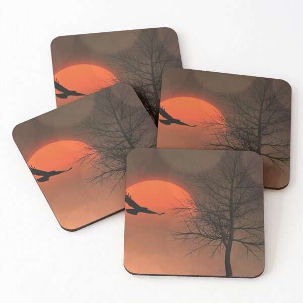 Item preview, Sunset Flight – Bird Silhouette and Tree Against Glowing Orange Sky designed and sold by Artondra Hall.
