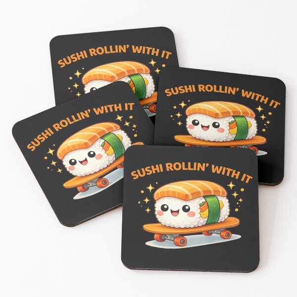 Item preview, Sushi Rollin’ With It Cute Skateboard Pun designed and sold by Papier Atelier Art.