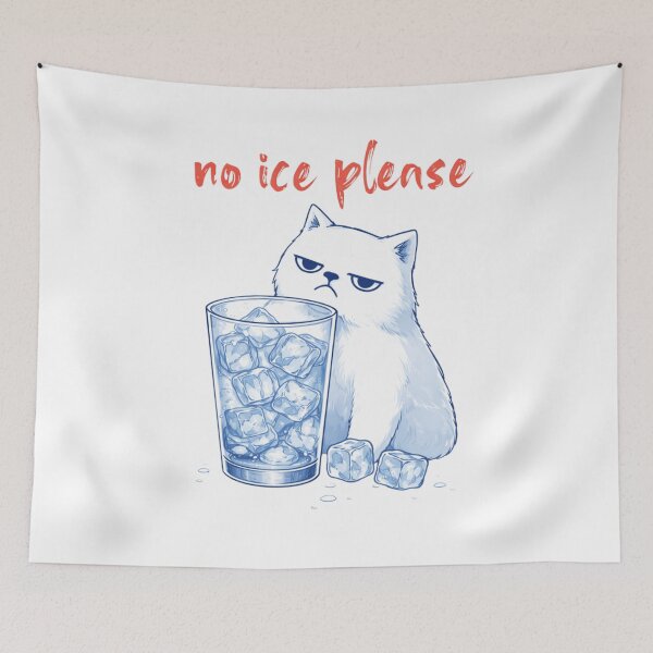 Item preview, No Ice Please Funny Grumpy Cat Design Sarcastic Drink Humor Illustration Cute Cat Meme Graphic Tee designed and sold by JoyBoyStudio1.
