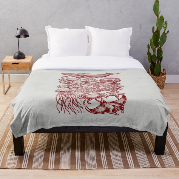Item preview, Vida oceánica granate - Grabado vintage en tinta roja designed and sold by DigitalGlade.