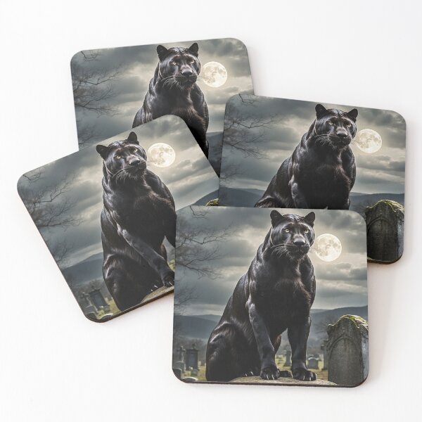 Item preview, dark panther graveyard full moon gothic art designed and sold by Traumrausch.