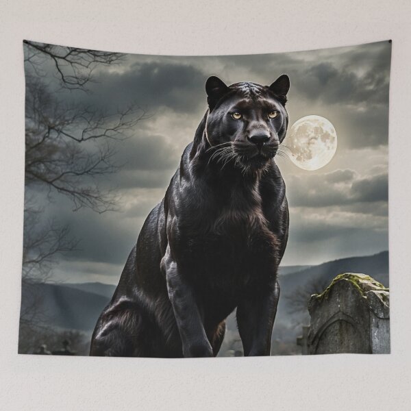 Item preview, dark panther graveyard full moon gothic art designed and sold by Traumrausch.