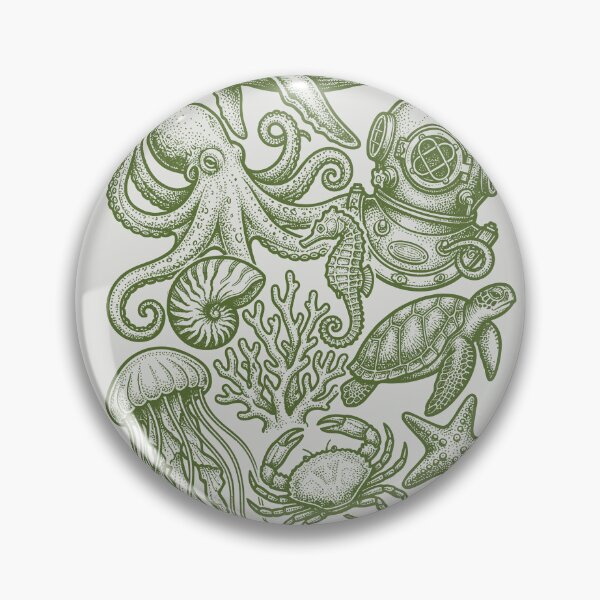 Item preview, Vida marina verde salvia - Naturaleza oceánica vintage designed and sold by DigitalGlade.