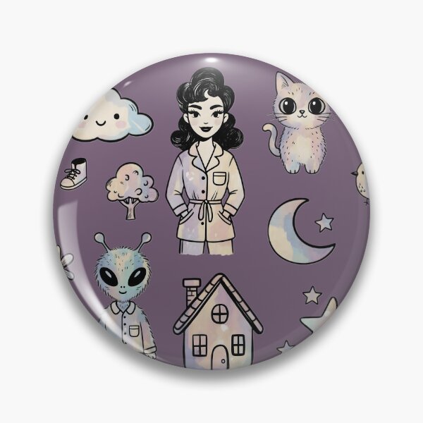 Artikelvorschau, Katzen-Alien-Pin-up-Girl-Kawaii-Sticker-Set entworfen und verkauft von FRH Design ⭐⭐⭐⭐⭐.