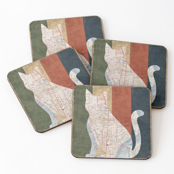 Item preview, Vintage map with cat silhouette designed and sold by Karitza Daniela.