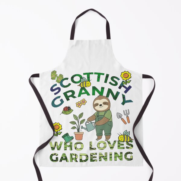 Item preview, Scottish Granny Who Loves Gardening – Tartan Sloth Art Print designed and sold by Loom on the Loch.