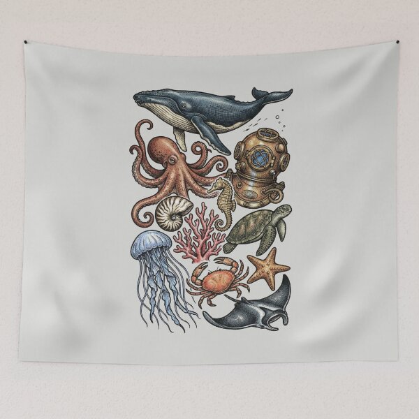 Item preview, Colorful Marine Biology - Vintage Ocean Chart designed and sold by DigitalGlade.