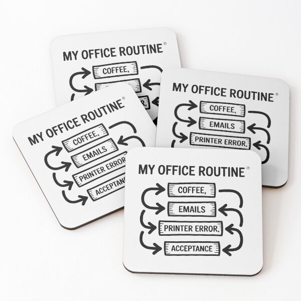 Item preview, My Office Routine Funny Printer Error Coffee and Emails Flowchart Art designed and sold by SplashTastic.