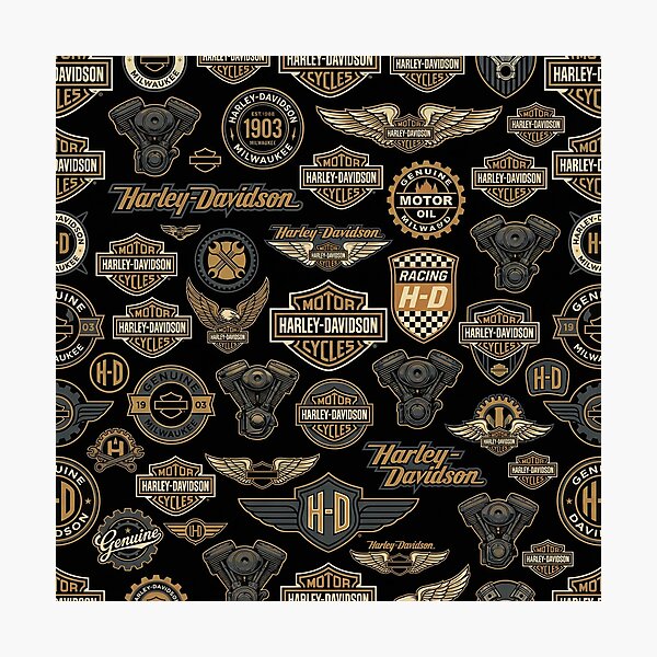 Item preview, Harley Davidson All Over Logo Pattern – Classic Biker Style Art designed and sold by enzoade.