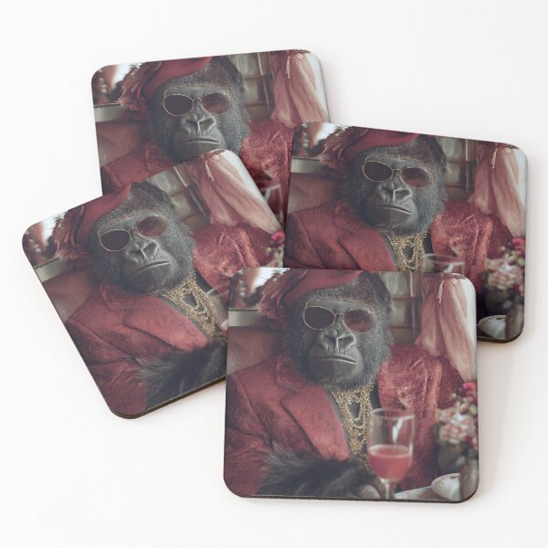 Item preview, Gorilla Lady in red - glamorous fashion portrait designed and sold by KsaveraArt.