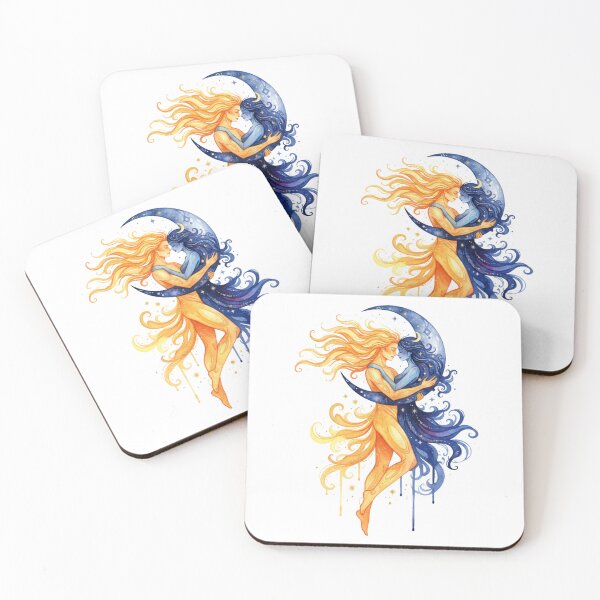 Item preview, Celestial Soulmates | Sun and Moon Embrace | Mystic Watercolor Valentine designed and sold by Thaliandra.