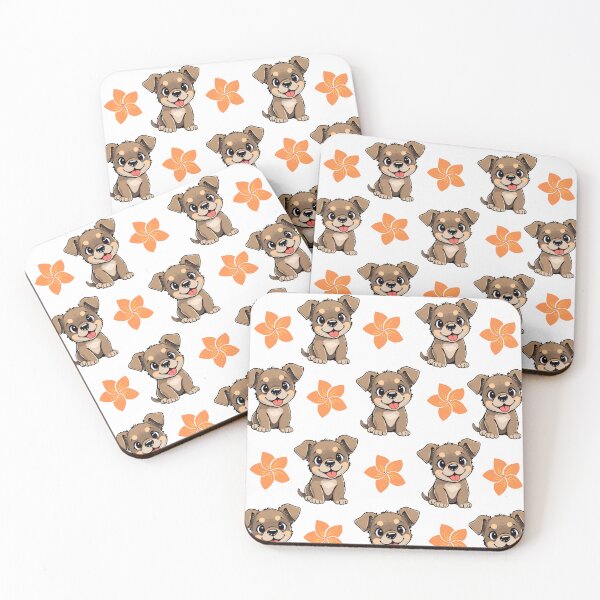 Item preview, Patrón de Perrito Cute Marrón con Flores Naranjas | Diseño Adorable designed and sold by lunadesignsmoon.