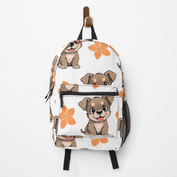 Item preview, Cute Brown Puppy Pattern with Orange Flowers | Adorable Design designed and sold by lunadesignsmoon.