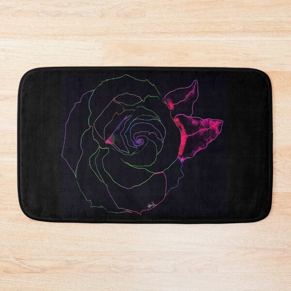 Item preview,  Neon Line Art Rose with Color Splash on Black designed and sold by Artondra Hall.