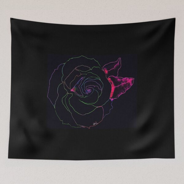 Item preview,  Neon Line Art Rose with Color Splash on Black designed and sold by Artondra Hall.