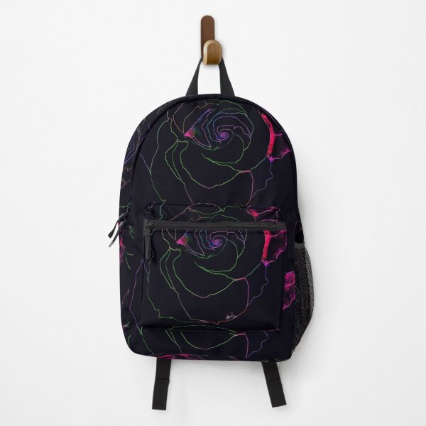 Item preview, Neon Line Art Rose with Color Splash on Black designed and sold by Artondra Hall.