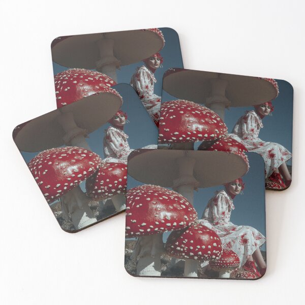 Item preview, Mushrooms Lady in red - glamorous fashion portrait designed and sold by KsaveraArt.