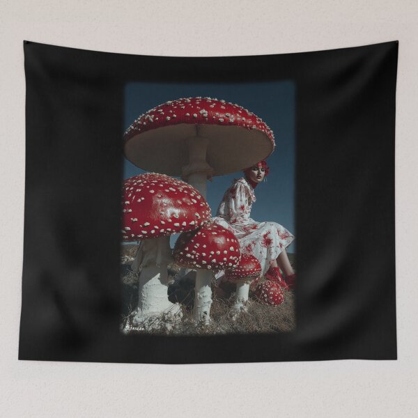 Item preview, Mushrooms Lady in red - glamorous fashion portrait designed and sold by KsaveraArt.