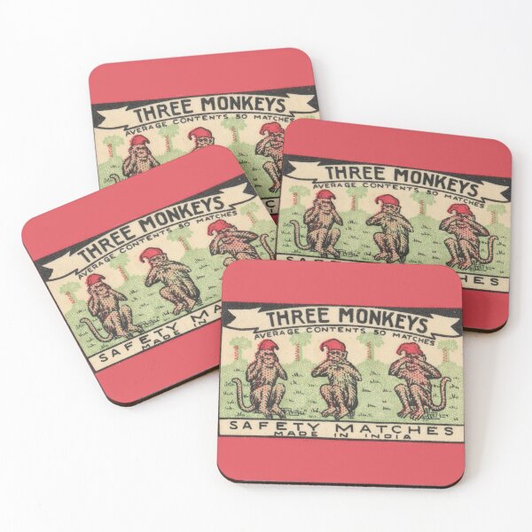 Item preview, Rare Vintage Indian Matchbox Label – Three Monkeys Safety Matches designed and sold by Glitterblix.