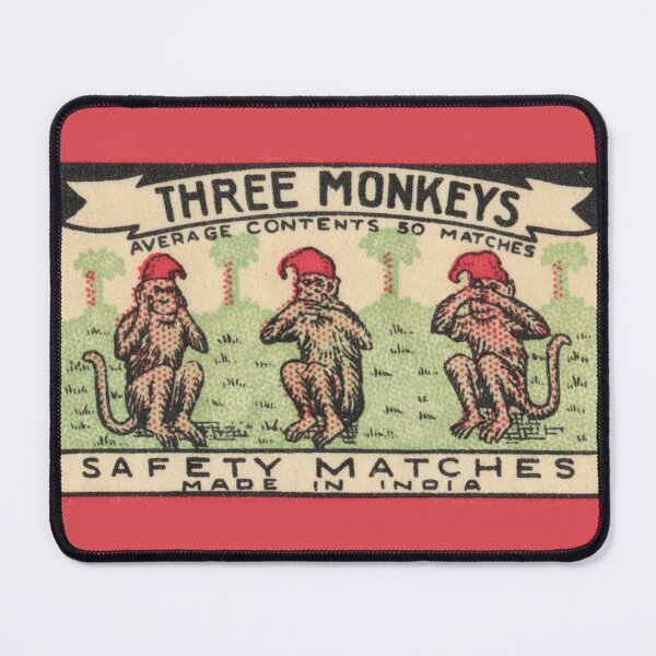 Item preview, Rare Vintage Indian Matchbox Label – Three Monkeys Safety Matches designed and sold by Glitterblix.