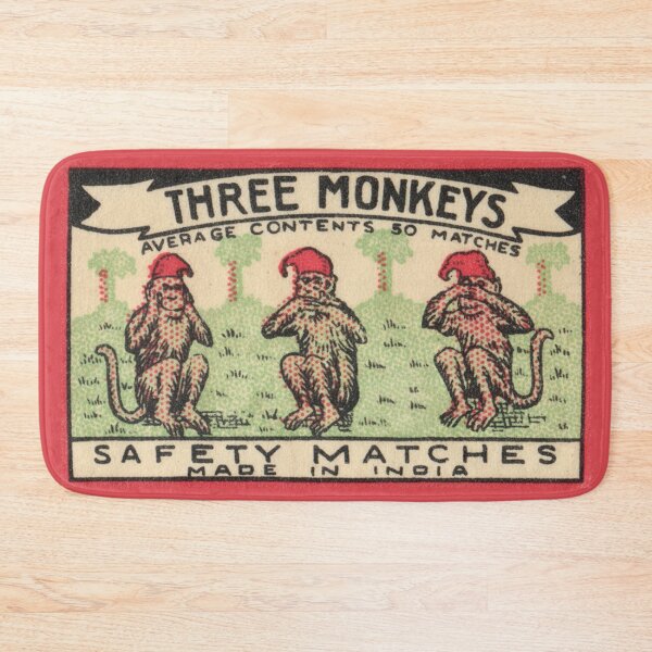 Item preview, Rare Vintage Indian Matchbox Label – Three Monkeys Safety Matches designed and sold by Glitterblix.