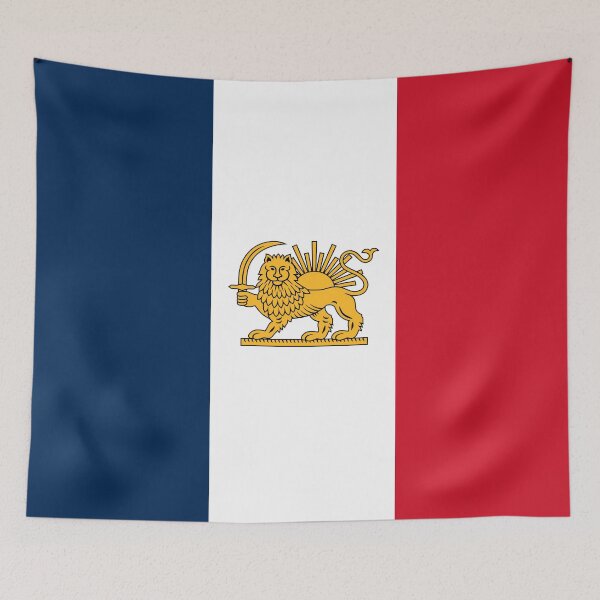Item preview, French–Iranian Heritage Flag | Lion and Sun Fusion designed and sold by FlagX.