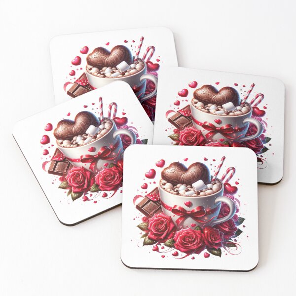Item preview, Hot Chocolate Valentine Mug with Hearts – Cozy Love Coffee Illustration designed and sold by Lulunza.