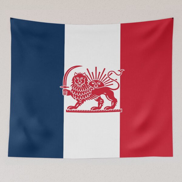 Item preview, French–Iranian Heritage Flag | Lion and Sun Fusion designed and sold by FlagX.