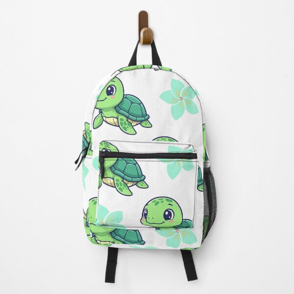 Item preview, Cute Green Turtle Pattern with Turquoise Flowers on White Background designed and sold by lunadesignsmoon.