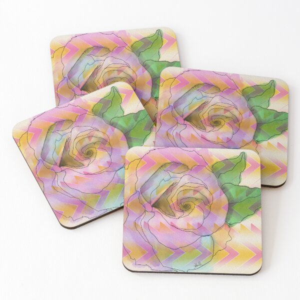 Item preview, Picked – Grunge Chevron Rose with Green Leaves designed and sold by Artondra Hall.