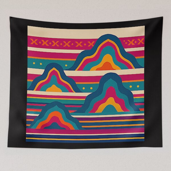 Item preview, Vibrant Mountain Layers: Retro Patterned Artwork for Bold Designs designed and sold by Helios Be. Lavsh.