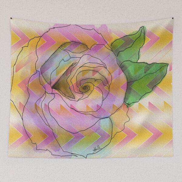 Item preview, Picked – Grunge Chevron Rose with Green Leaves designed and sold by Artondra Hall.