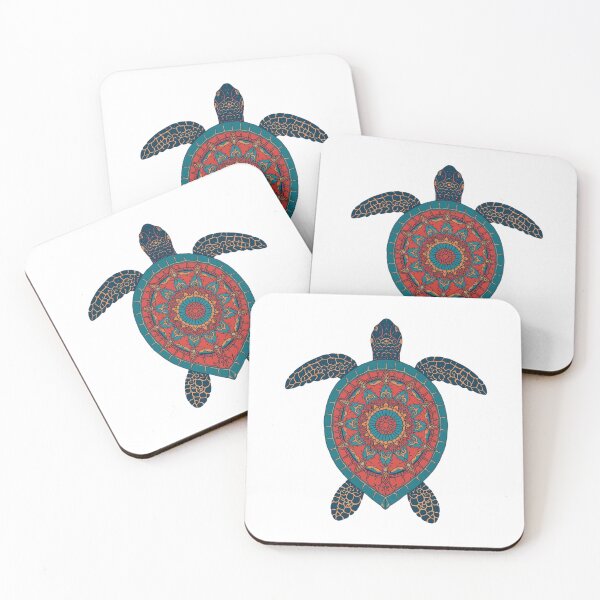 Item preview, Red Mandala Sea Turtle Art – Boho Sacred Geometry Turtle Illustration designed and sold by AmberWit.
