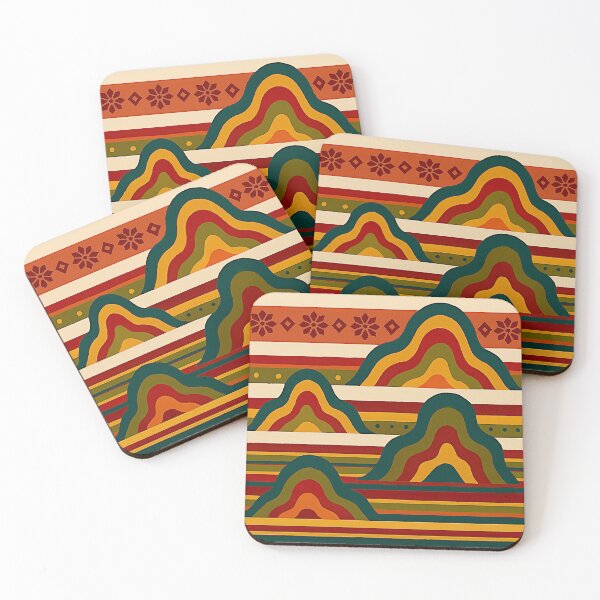 Item preview, Vibrant Mountain Layers: Retro Patterned Artwork for Bold Designs#1 designed and sold by Helios Be. Lavsh.