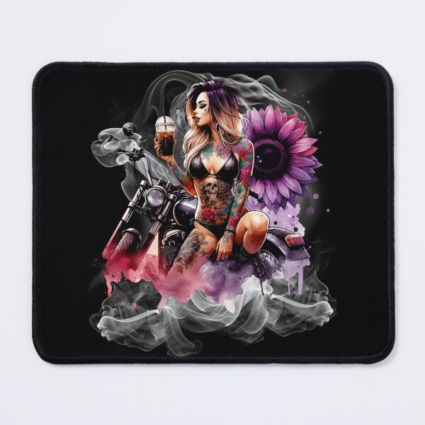Item preview, Biker Girl with Tattoos and Smoke designed and sold by Szpaku desart .