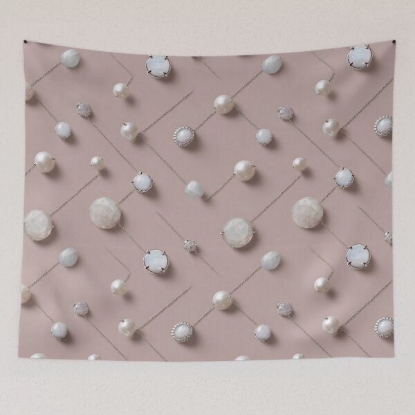 Item preview, Pearl Pendant Chain Necklace Tiles Opal Gemstone On Soft Pink designed and sold by meganohm.
