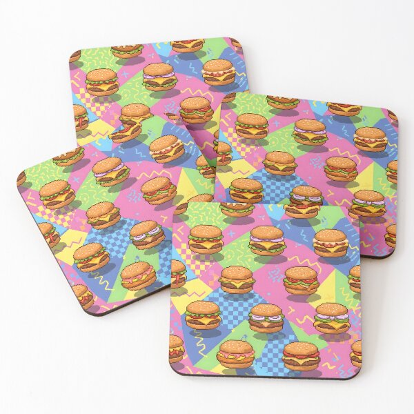 Item preview, Pixel Art Memphis Burger Joint Seamless Pattern designed and sold by Brendan Arthur Ring.