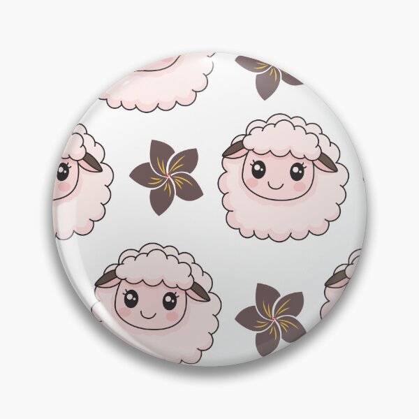 Item preview, Cute Sheep Pattern with Brown Flowers on White Background designed and sold by lunadesignsmoon.