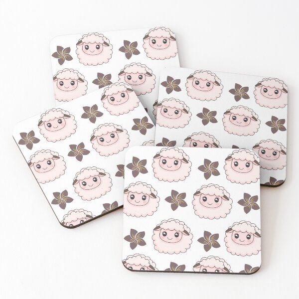 Item preview, Cute Sheep Pattern with Brown Flowers on White Background designed and sold by lunadesignsmoon.